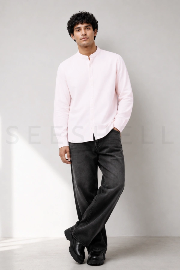 Light Pink Premium Cotton Fabric Long Sleeve Shirt