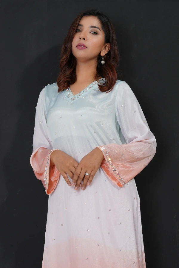 Ombre Silk Set With V-Neck — 2