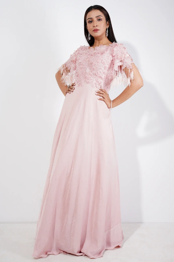 Crimson Elegance Embellished Evening Gown