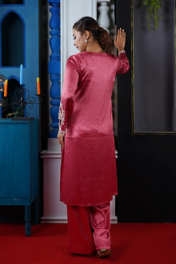 Zardosi two piece set with cutwork on sleeve — 4