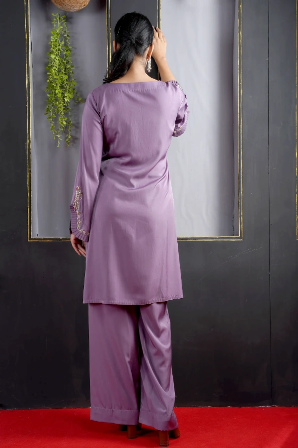 Swiss velvet two piece set with zardosi work — 4