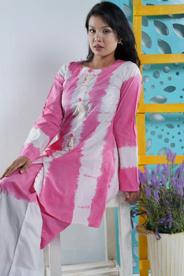 Pink tie dye shirt style two piece set — 3