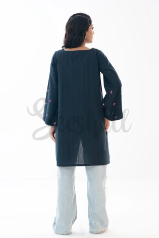 Dark Blue Premium cotton embroidery tops — 3