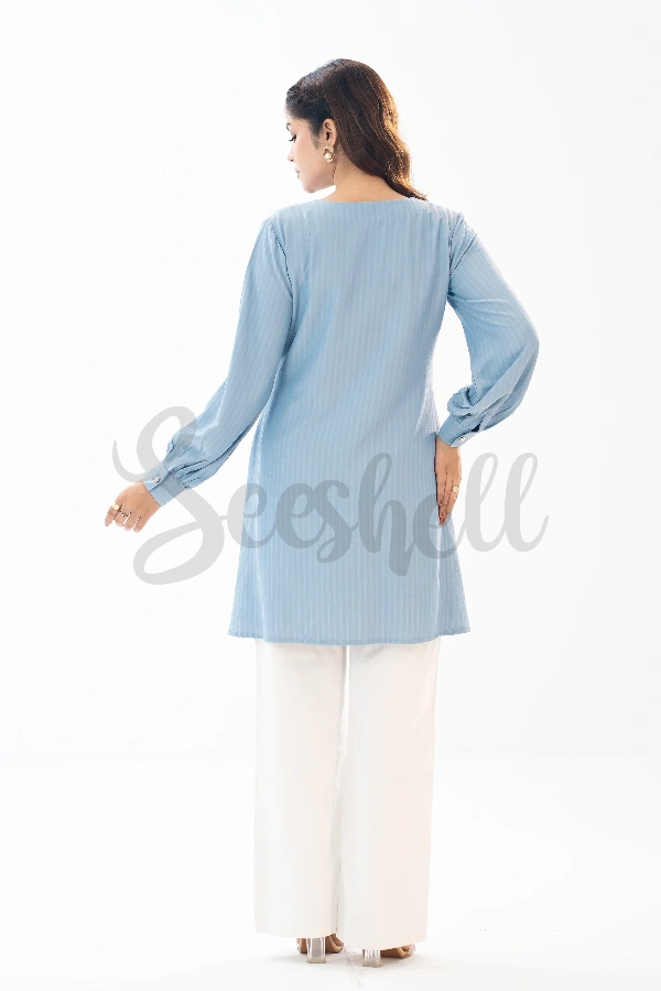 Sky Blue Blended Fabric Top — 4