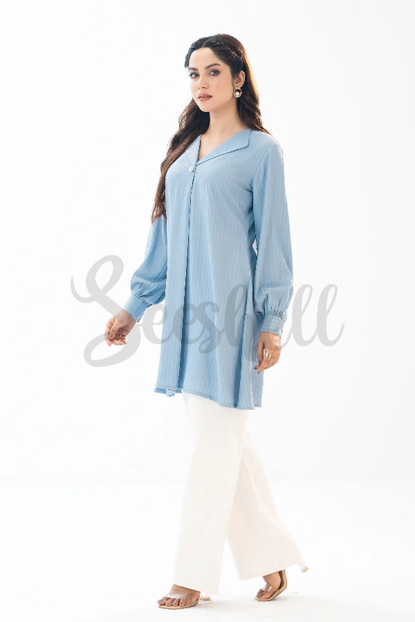 Sky Blue Blended Fabric Top — 3