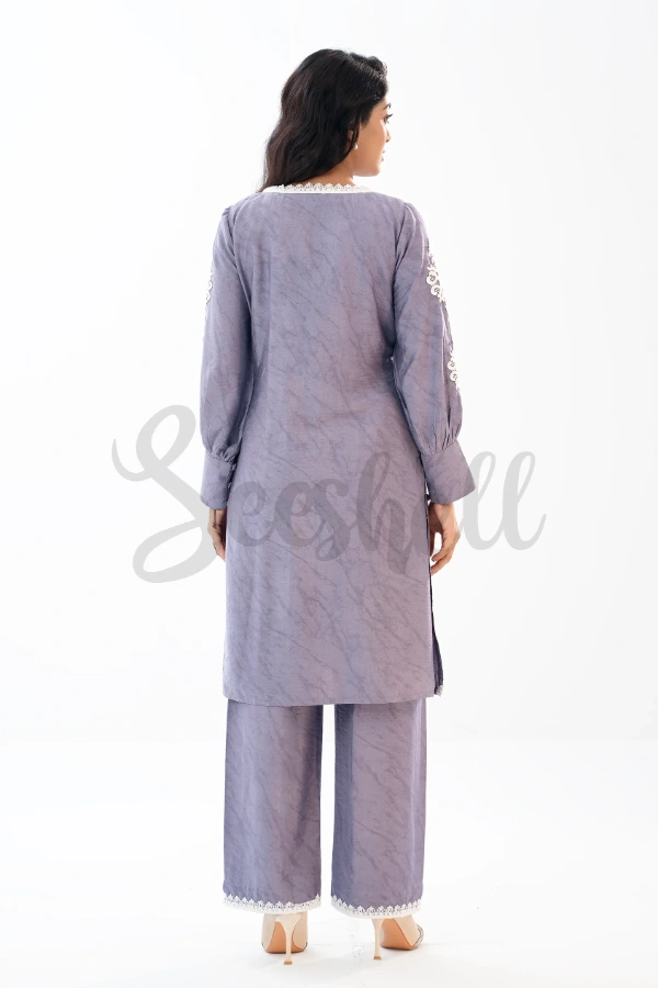 Blueish Grey Co-ord with Lace Applique — 4