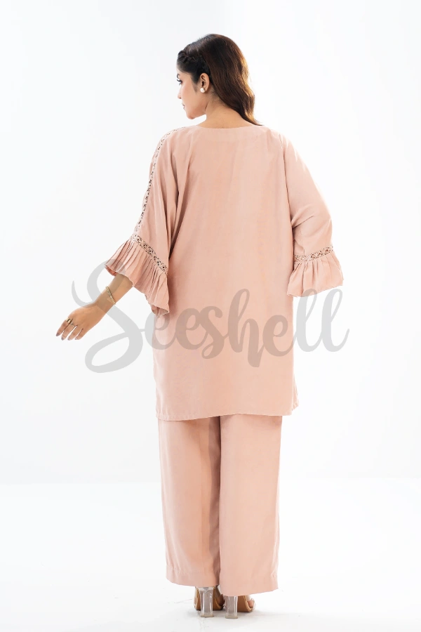 Dusty Peach Monochrone Embroidered Corduroy Co-ord set — 4