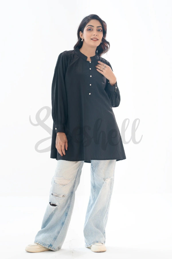 Black Blended fabric top — 2