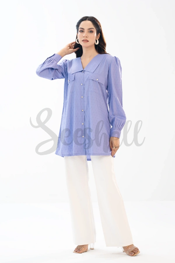 Lavender Embossed Cotton Shirt — 2