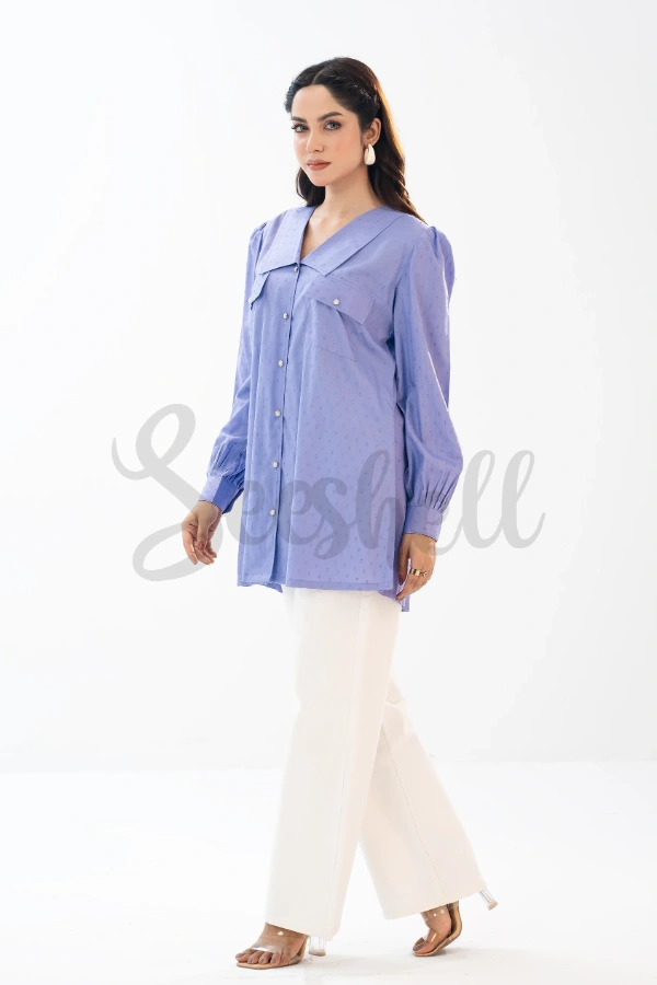 Lavender Embossed Cotton Shirt — 3