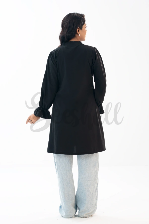 Black Blended Silk fabric  embroidery top — 4