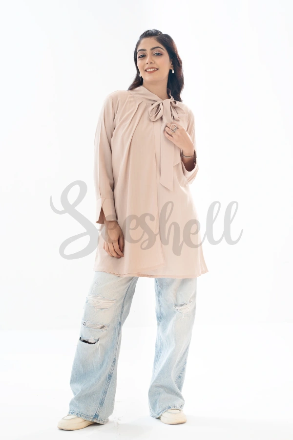Creamy Peach Blended Fabric Top — 3