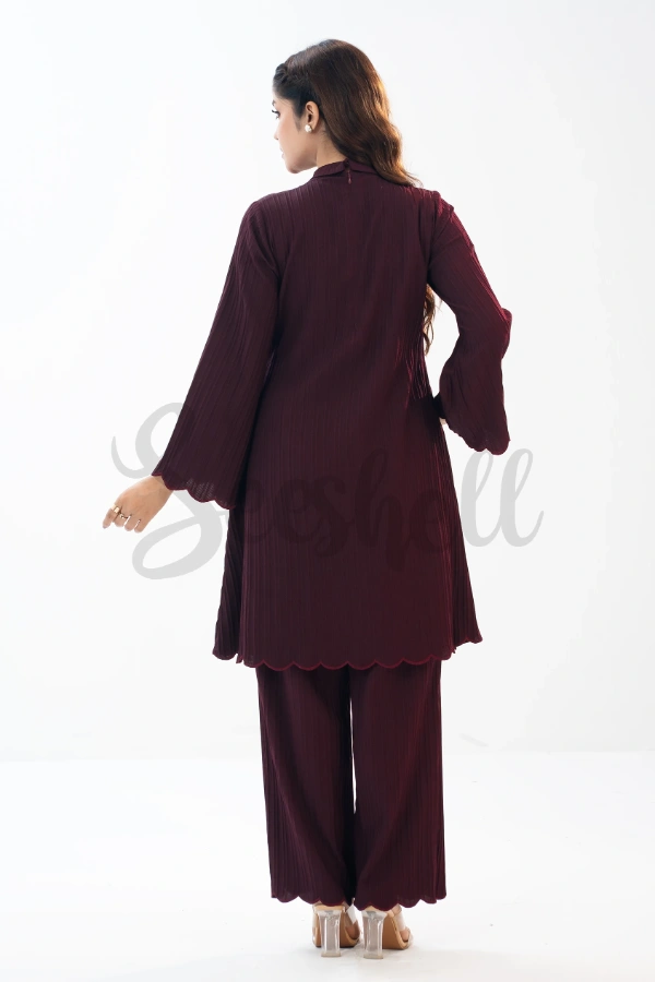Dark Crimson Fusion co-ord with Scalloped Embroidery — 4