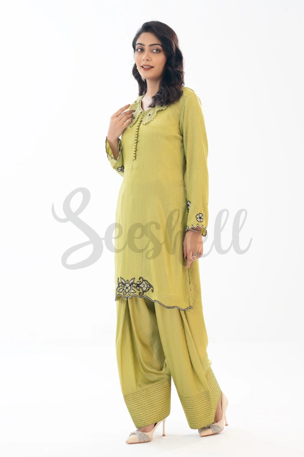 Lime Green Farsi Set with Black & White Beading — 3