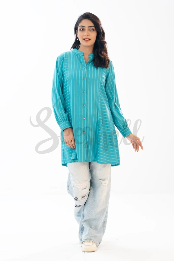 Plum Striped Blended fabric top — 2