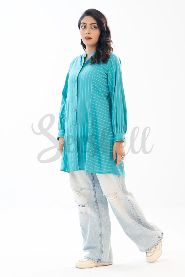 Plum Striped Blended fabric top — 3