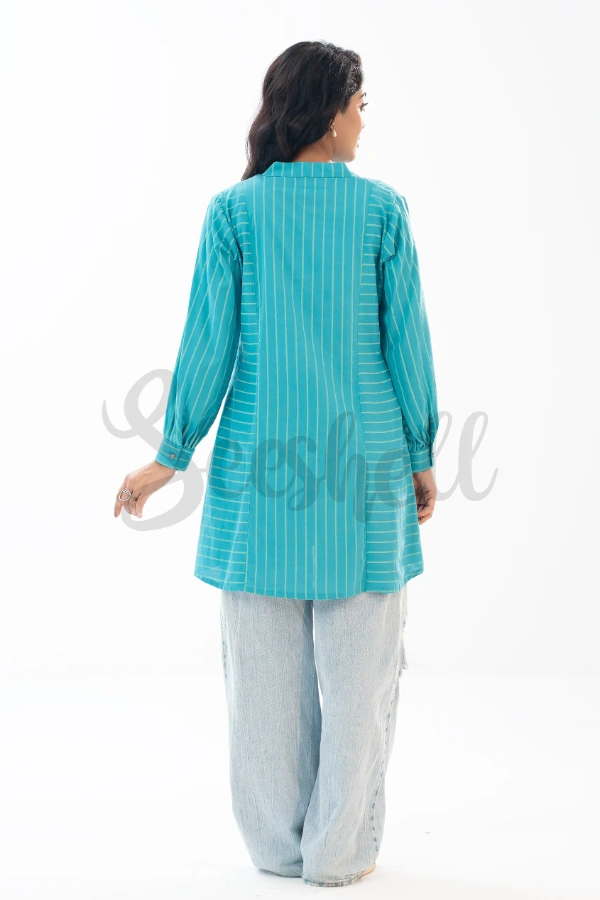 Plum Striped Blended fabric top — 4