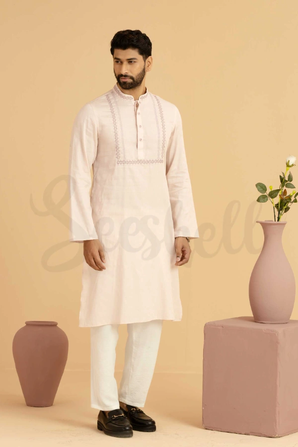 Light pink  zardosi work panjabi — 3