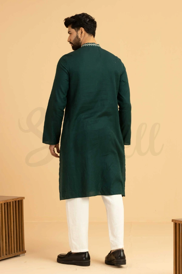 Racing green  zardosi work panjabi — 3