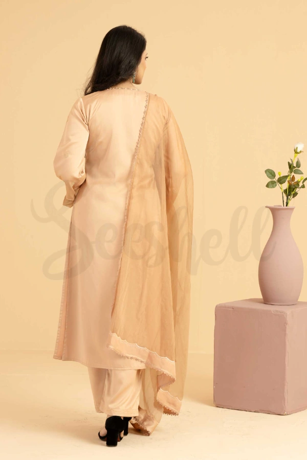 Light brown Semi casual three pcs dress — 3