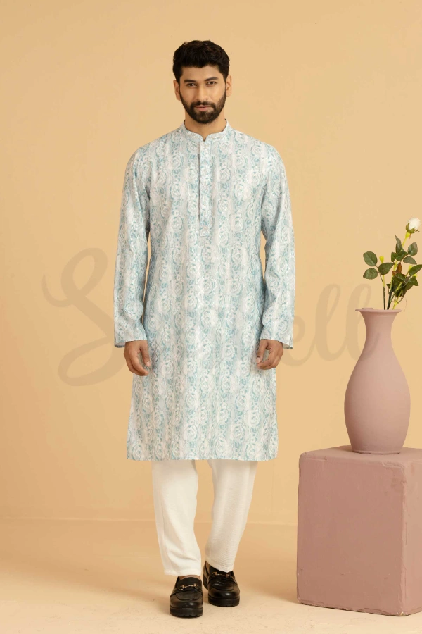 Teal Shaded Zardosi Work Panjabi