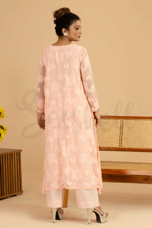Peach floral zardosi work Exclusive two piece set — 3