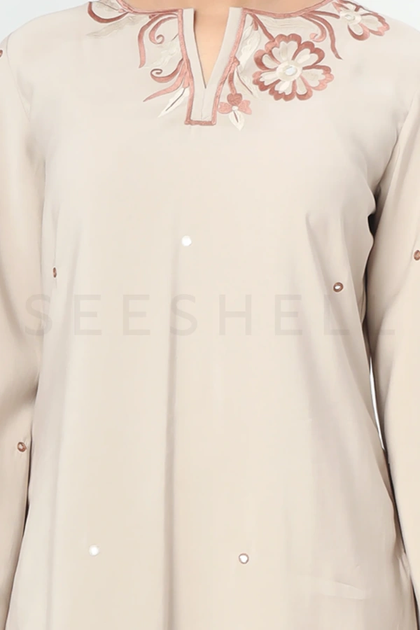 Beige Emboidery work Exclusive three piece set — 4