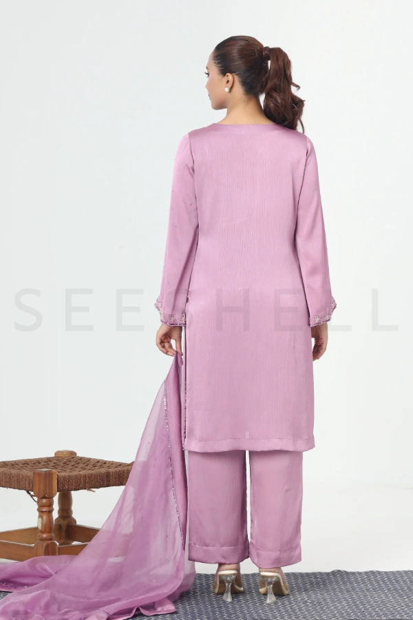 Purple zardosi work Exclusive three piece set — 5