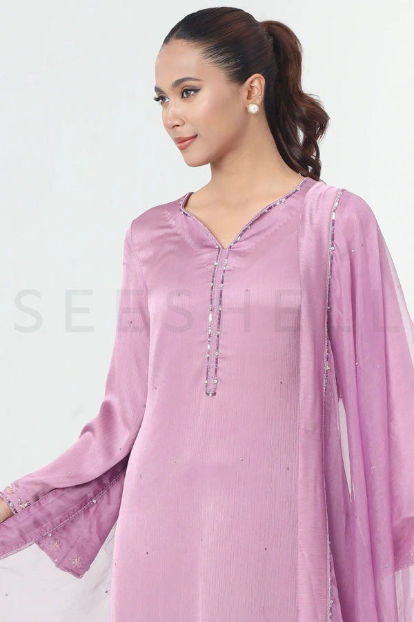 Purple zardosi work Exclusive three piece set — 4