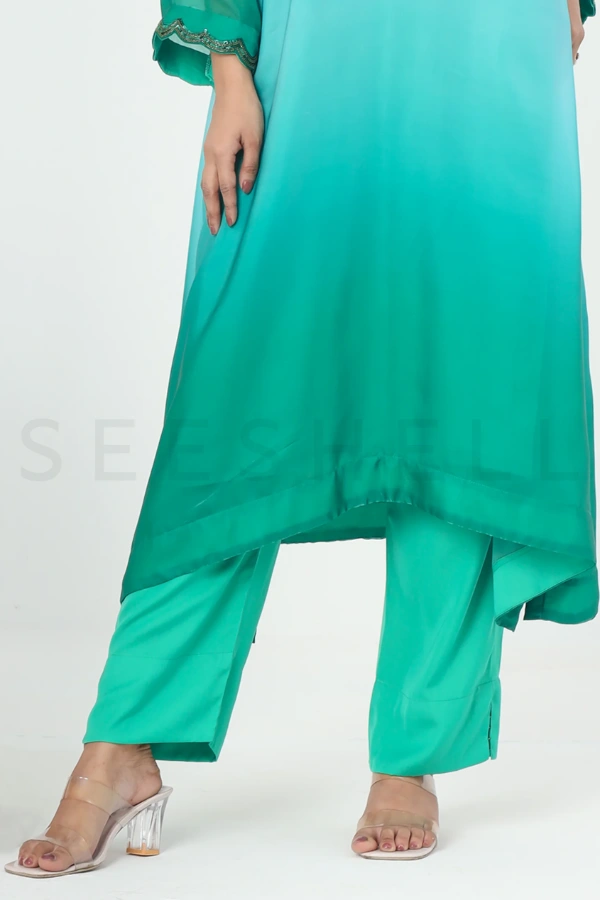 Green shaded zardosi work Exclusive two piece set — 3