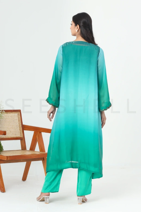Green shaded zardosi work Exclusive two piece set — 4