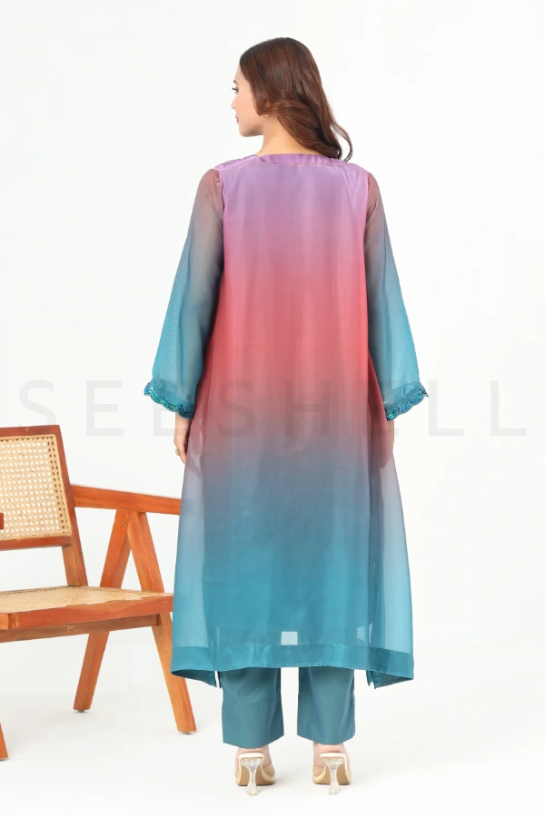 Teal shaded zardosi work Exclusive two piece set — 5