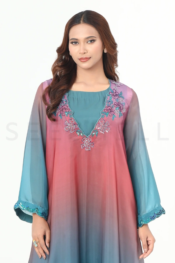 Teal shaded zardosi work Exclusive two piece set — 3