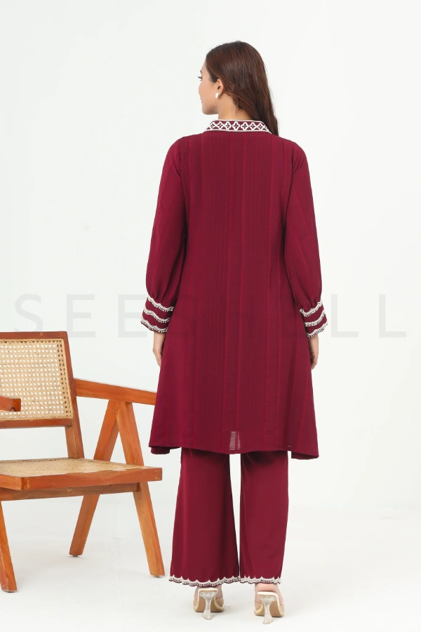 Maroon zardosi work Exclusive two piece set — 5