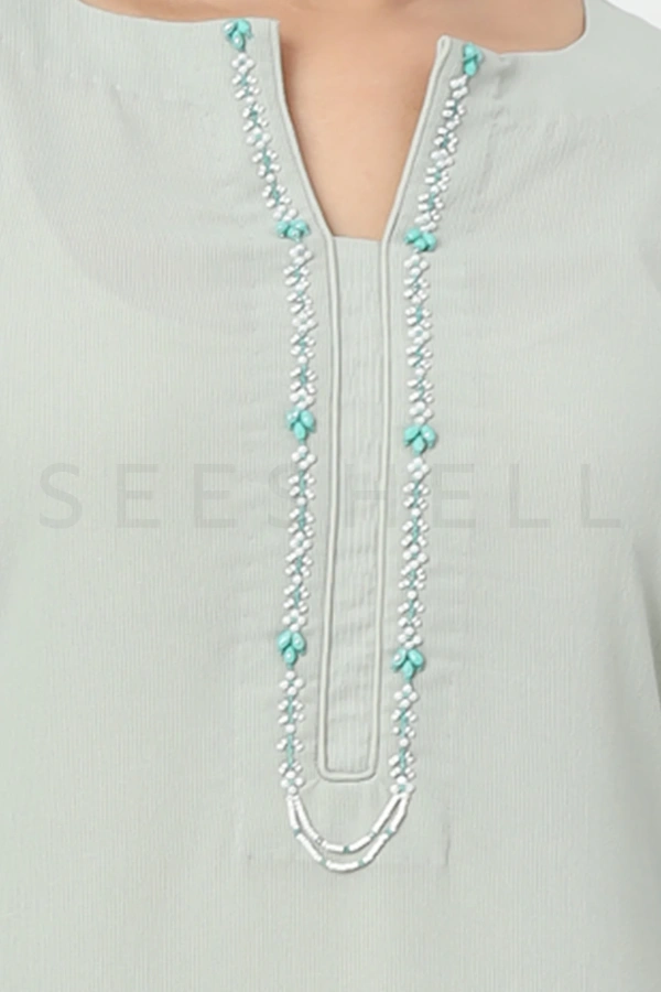 Mint  Tambour work Semi Casual two piece set — 4