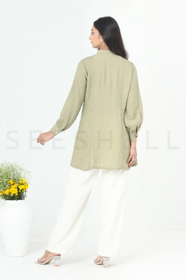 Olive green Button work tops — 5