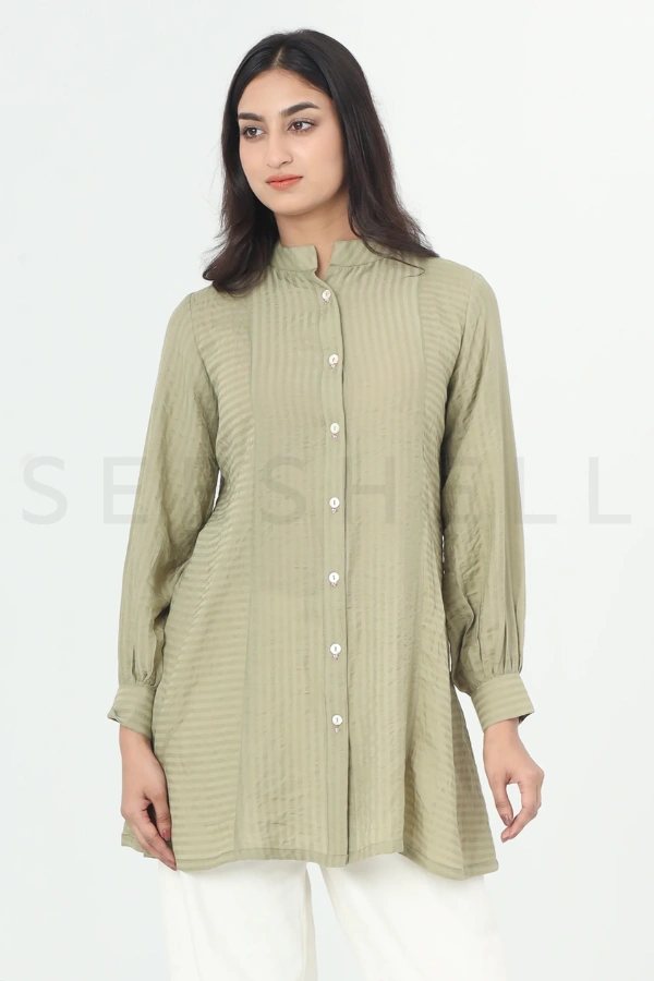 Olive green Button work tops — 4