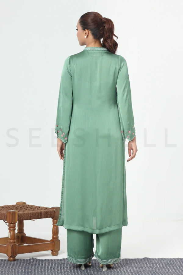 Pine Green Premium Two Piece Set with Bead Work — 5