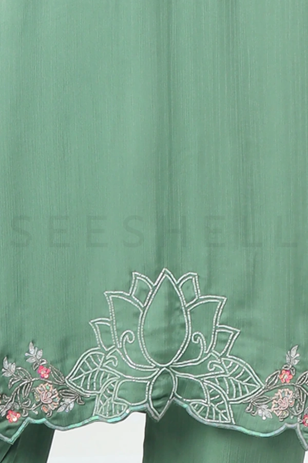 Pine Green Premium Two Piece Set with Bead Work — 3