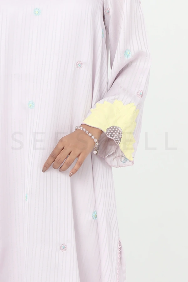Page Lilac Silk Two Piece Set with Applique and Bead Work — 3