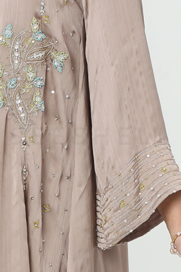 Light Taupe Two Piece Set with Zardosi & Bead Work — 4
