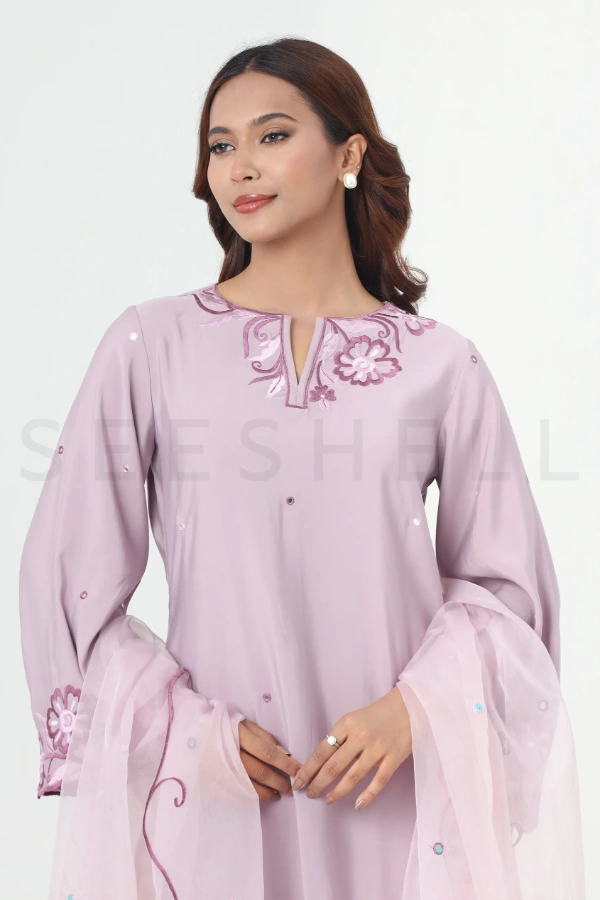 Mauve Emboidery work Exclusive three piece — 3