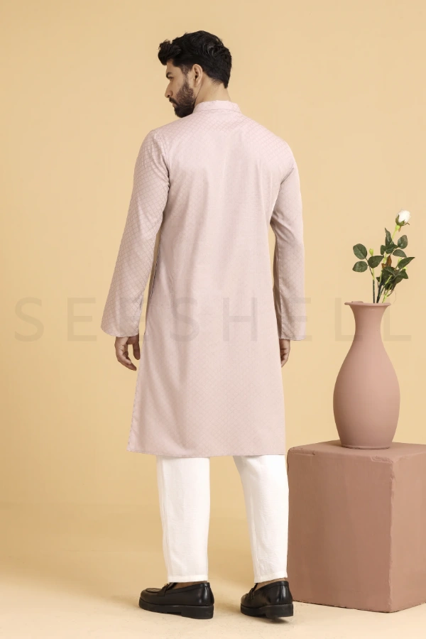 Premium Dusty Rose Hand Embroidered Panjabi — 3