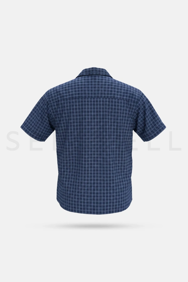 Navy Checkered Cuban (Relaxed Fit ) — 4