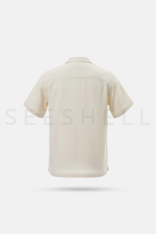 Cream Half & Halft Schiffli Cotton Cuban ( Relaxed Fit ) — 4