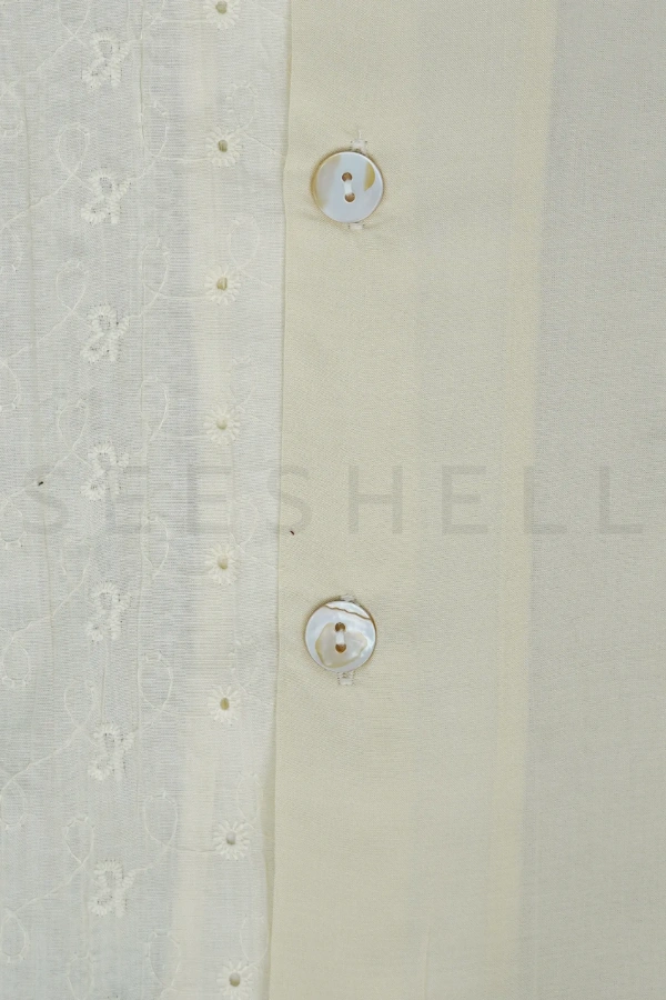 Cream Half & Halft Schiffli Cotton Cuban ( Relaxed Fit ) — 5