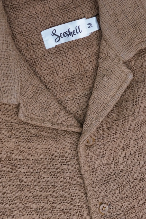 Basket Weave Mocha Cotton Cuban ( Relaxed Fit ) — 5