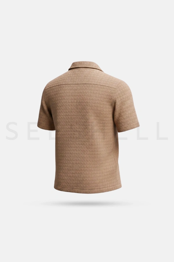 Basket Weave Mocha Cotton Cuban ( Relaxed Fit ) — 4