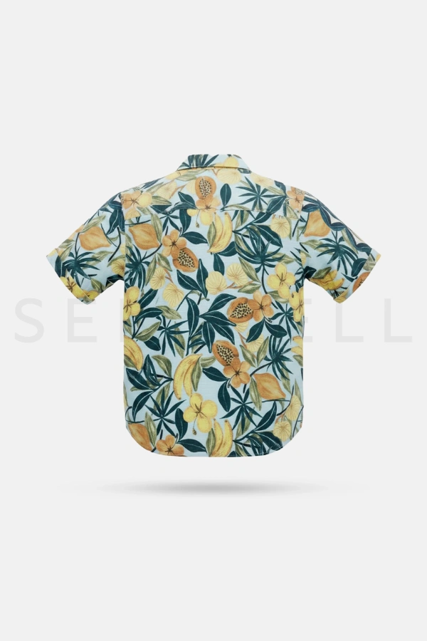 Normandy gray floral print blended cotton fabric cuban shirt — 4