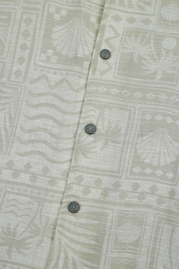Cream & White AOP Cuban ( Relaxed Fit ) — 5